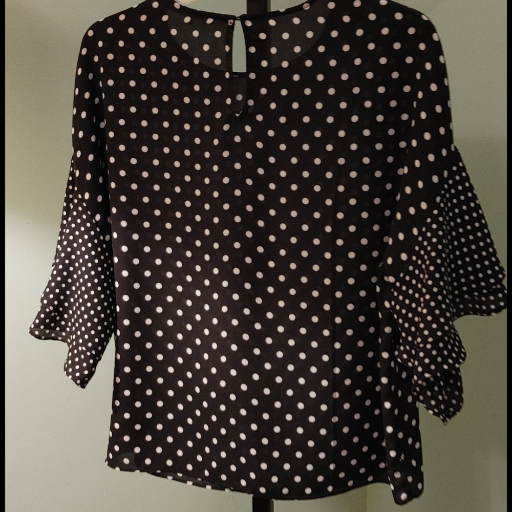 Black White Polka Dot Blouse
